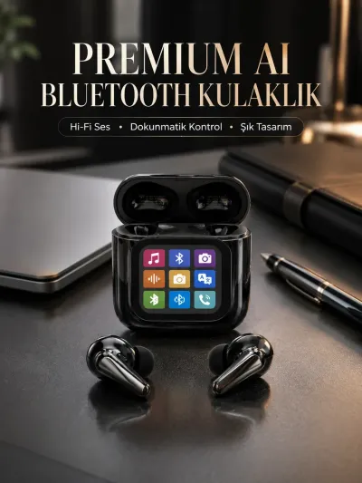 AI Destekli Dokunmatik Ekranlı Kablosuz Bluetooth Kulaklık