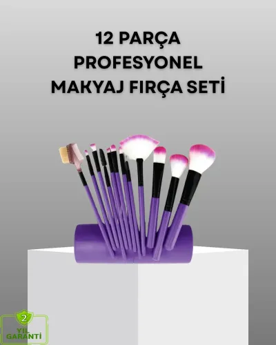 Ultra Yumuşak 12’li Makyaj Fırça Seti – Dökülme Yapmaz, Dalin Şampuan ile Temizlenebilir