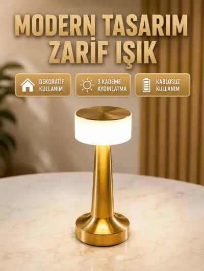 Touch Gece Lambası – Dokunmatik Kontrol, Kablosuz Kullanım, Metal Gövde Yeni Nesil (Kopya)