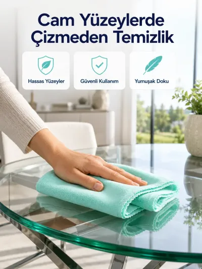 Mikrofiber Cam Bezi Çizmeden Temizlik Sağlayan Yüksek Su Emici Cam Silme Bezi 40x60 cm