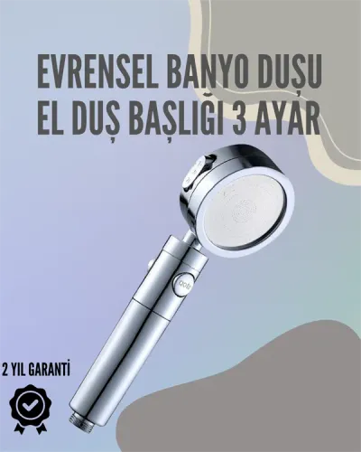 Paslanmaz Çelik Çok Fonksiyonlu El Duş Başlığı – 3 Modlu Püskürtme Seçeneği