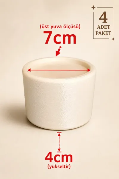Dekoratif Yuvarlak Mobilya Ayak Yükseltici 4’lü Set – Koltuk, Yatak, Baza ve Masa Yükseltme Aparatı — Krem Ayak Çapı 7 Cm - 4 Cm Yükseltici
