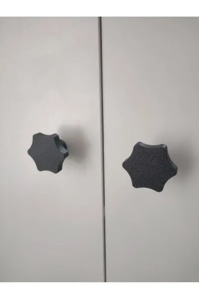 DÜĞME KULP 3,5cm (1 ADET) MUTFAK BANYO VESTİYER ÇOCUK ODASI KUPLU (Vidalar Dahil) — 6 KÖŞE SİYAH