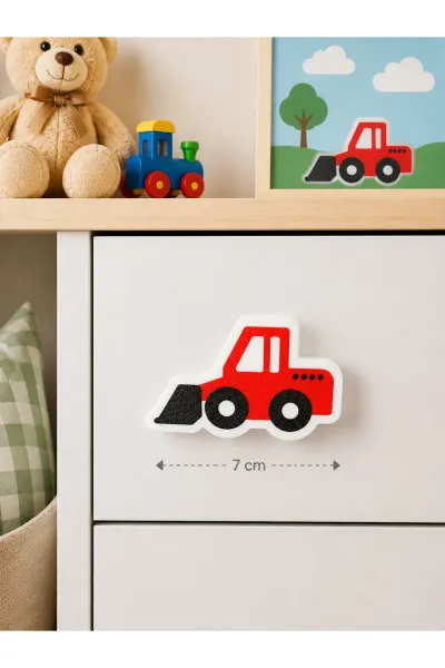 Çocuk Odası Dolap Kulpu 7cm (1 ADET) ARAÇLAR TRAKTÖR - KAMYON - TREN - UÇAK -BİSİKLET - GEMİ - DOZER - ARABA - HELİKOPTER - EKSKAVATÖR