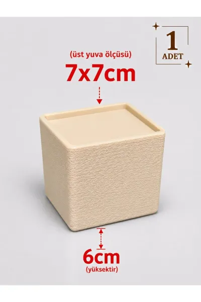 Mobilya Ayak Yükseltici 1 Adet Kare Ayak Uyumlu 5x5 cm 7x7 cm Koltuk Kanepe Dolap Yükseltici Robot Süpürge Aparatı — Krem 7x7 Cm Ayak Çapı - 6 cm Yükseltici