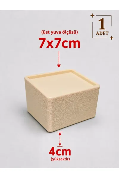 Mobilya Ayak Yükseltici 1 Adet Kare Ayak Uyumlu 5x5 cm 7x7 cm Koltuk Kanepe Dolap Yükseltici Robot Süpürge Aparatı — Krem 7x7 Cm Ayak Çapı - 4 cm Yükseltici