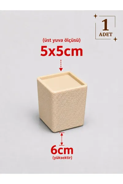 Mobilya Ayak Yükseltici 1 Adet Kare Ayak Uyumlu 5x5 cm 7x7 cm Koltuk Kanepe Dolap Yükseltici Robot Süpürge Aparatı — Krem 5x5 Cm Ayak Çapı - 6 cm Yükseltici