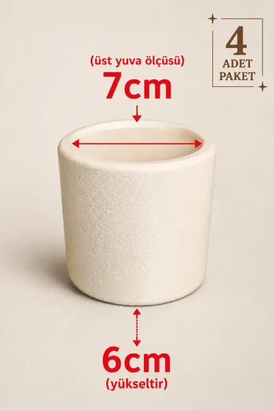 Dekoratif Yuvarlak Mobilya Ayak Yükseltici 4’lü Set – Koltuk, Yatak, Baza ve Masa Yükseltme Aparatı — Krem Ayak Çapı 7 Cm - 6 Cm Yükseltici
