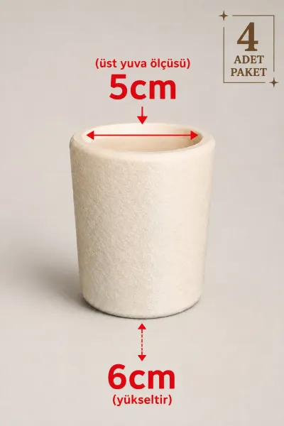 Dekoratif Yuvarlak Mobilya Ayak Yükseltici 4’lü Set – Koltuk, Yatak, Baza ve Masa Yükseltme Aparatı — Krem Ayak Çapı 5 Cm - 6 Cm Yükseltici