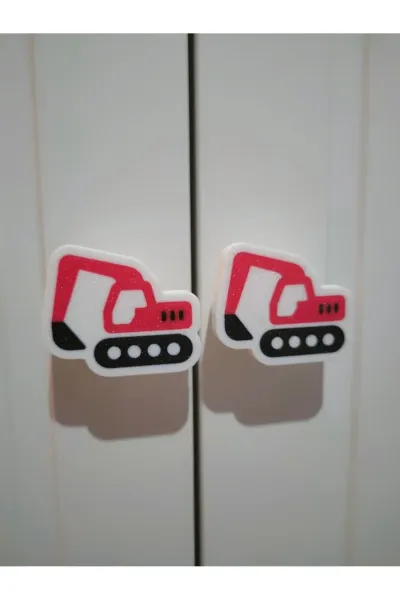 Çocuk Odası Dolap Kulpu 5,5cm (1 ADET) ARAÇLAR TRAKTÖR - KAMYON - TREN - UÇAK -BİSİKLET - GEMİ - DOZER - ARABA - HELİKOPTER - EKSKAVATÖR