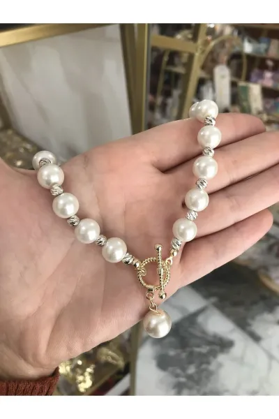 Gold&Gümüş Model İnci Kolye