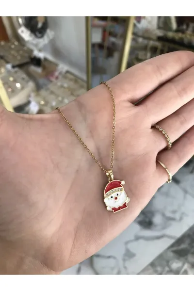 Taş Detaylı Noel Baba Model Kolye