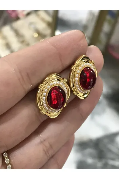 İnci Detaylı Vintage Model Zarif Küpe