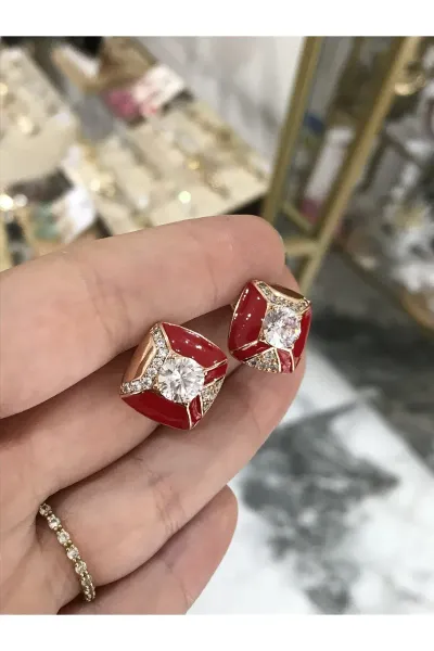 XUPING Taş Detaylı Kırmızı Model Küpe (kararmaz)