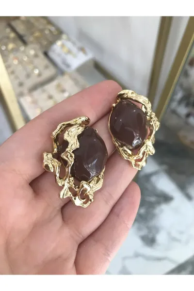 Gold Detaylı Tasarım Küpe