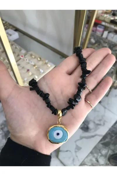 Nazar Boncuk Detaylı Doğal Taş Model Kolye