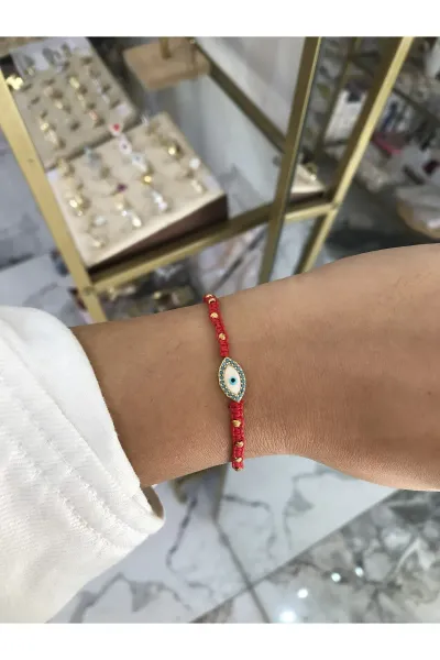 Göz Nazar Boncuk Detaylı İp Model Ayarlanabilir Bileklik