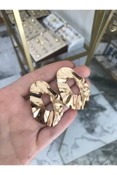 Gold Ezme Desen Küpe