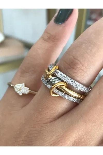 Çoklu Taş Detaylı Halka Model Yüzük
