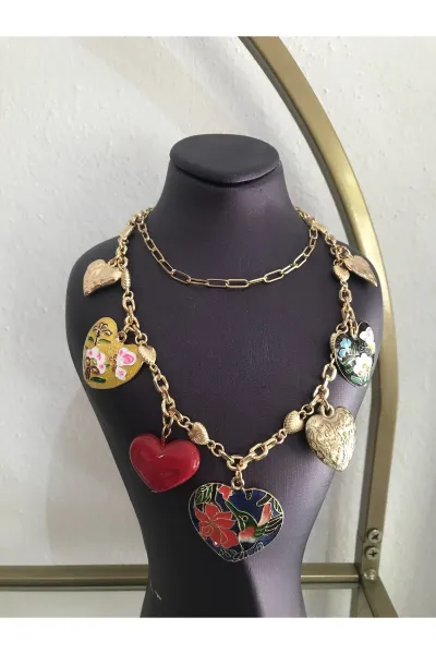 Kalpli Charm Model 2'li Tasarım Kolye