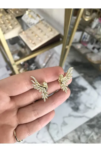XUPING Taş Detaylı Kanat Model Küpe (kararmaz)