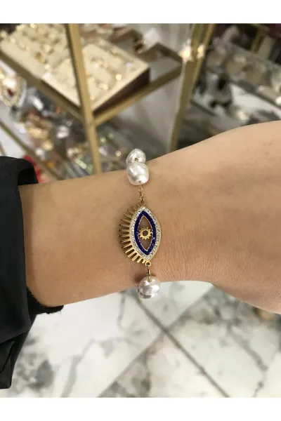 İnci Detaylı Göz Model Bileklik