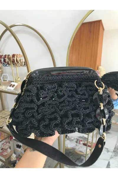 El Yapımı Tasarım Boncuk Detay Kol Çanta