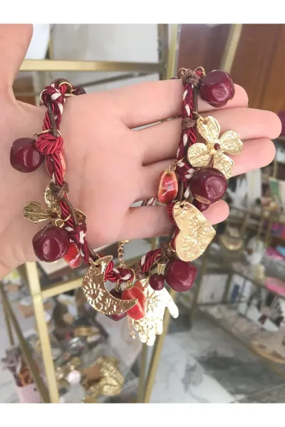 Muadil Marka Gold Detaylı Charm Kolye