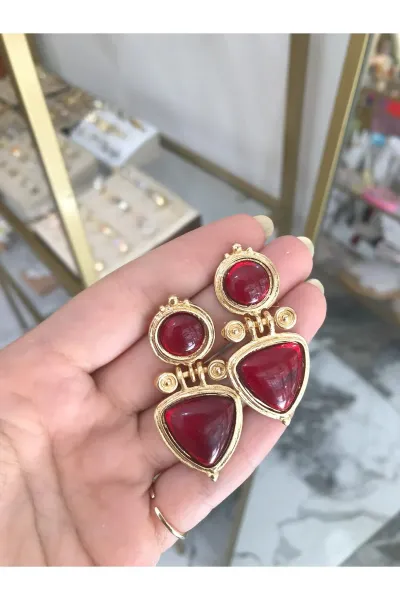 Bordo Vintage Model Küpe