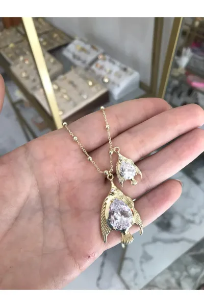 İri Taşlı Balık Model Kolye