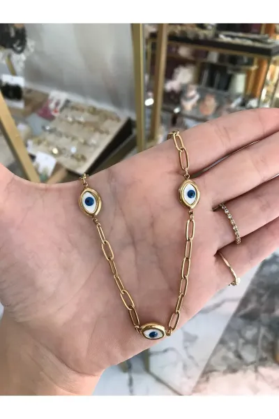 Nazar Detaylı Zincir Model Zarif Kolye