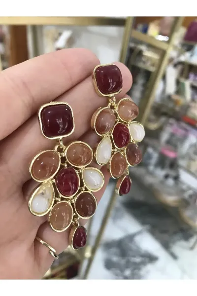 Muadil Marka Toprak Tonları Damla Model Küpe