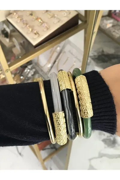5'li Gold Detaylı Kemik Bilezik