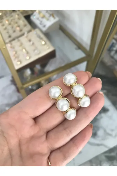 Vidası İnci Model Zarif Küpe