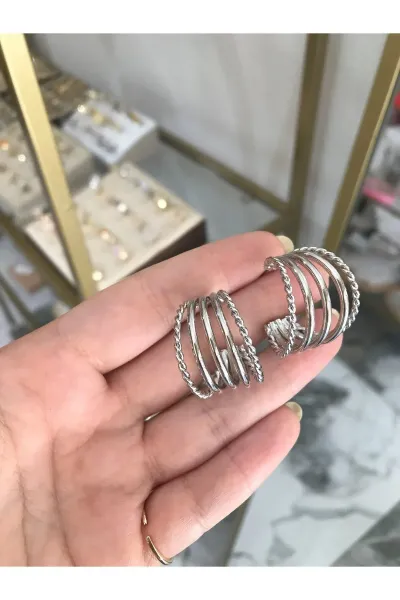 Üçlü Halka Model Küpe