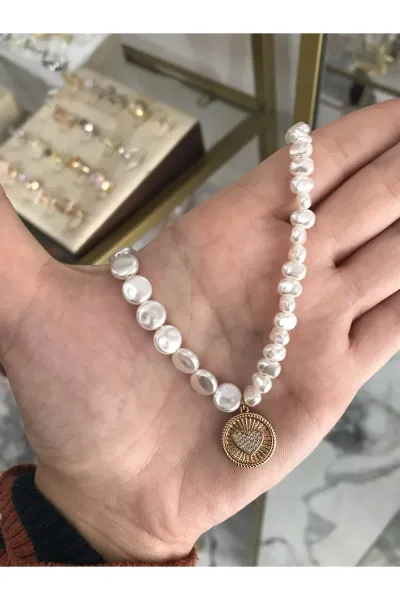 Kalpli ve 2 Modelli İnci Tasarım Kolye