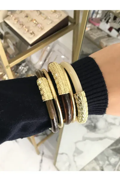 5'li Gold Detaylı Kemik Bilezik