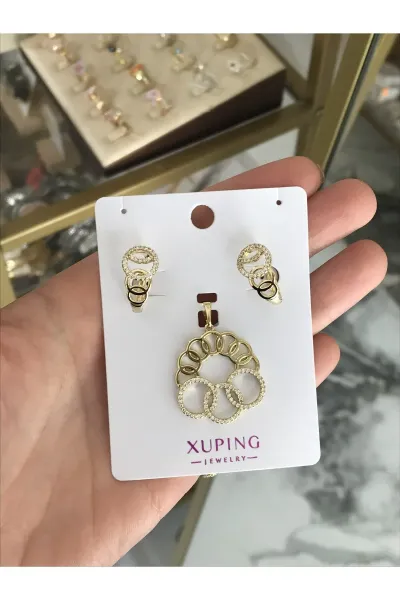 XUPINGx 3'lü Taş Detaylı Set Model Küpe (kararmaz)