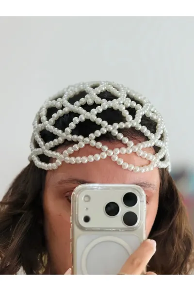 Kroşe İnci Saç Aksesuar ve Bandana düğün ve davet El yapımı