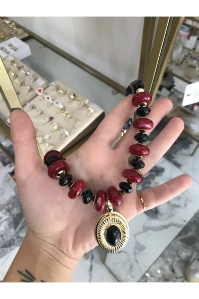 Cam Boncuk Model Gol Detaylı Elegant Kolye