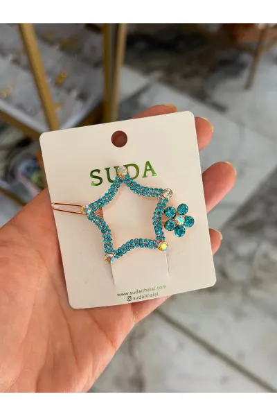 Mavi Taş Detaylı Yıldız Model Toka
