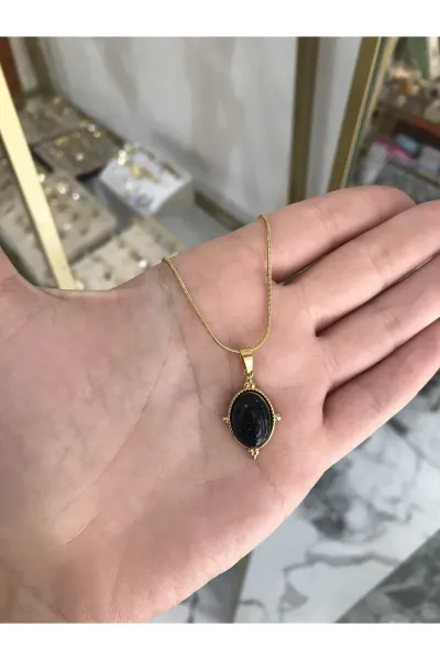 Simli Taş Detaylı Vintage Kolye