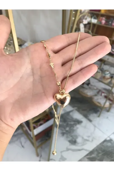 Kalp'li Y Model Şık Kolye