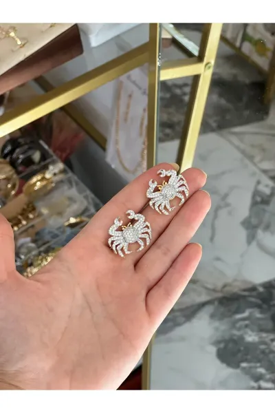 Taşlı Yengeç Küpe