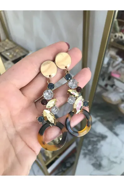 Taş ve Boncuk Tasarım Küpe