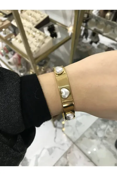 Beyaz Kalp Model Kelepçe Bileklik