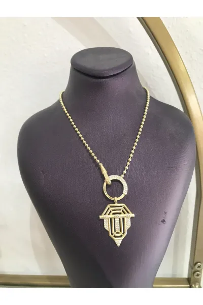 Serenay Model Taş Detaylı Şövalye Kolye
