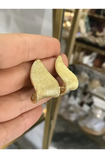 Tasarım Model Gold Ezme Küpe