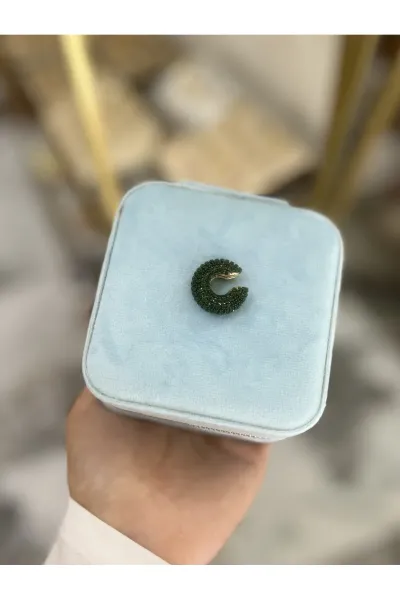 Yeşil Taş Detaylı Earcuff Model Küpe