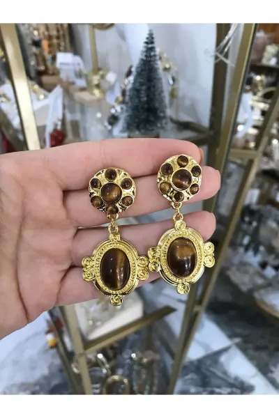 Gold Detaylı Vintage Model Küpe